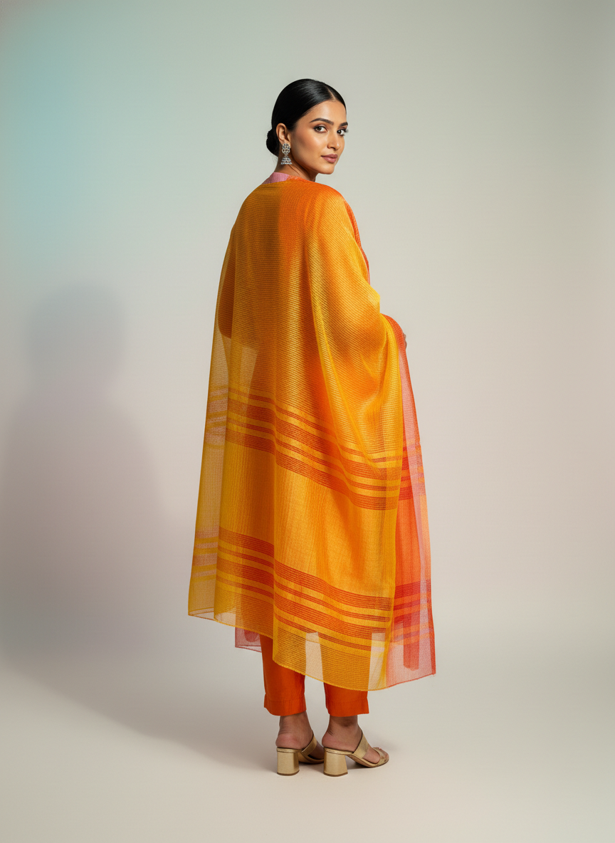 Semi Stitched formal Chanderi Suitset