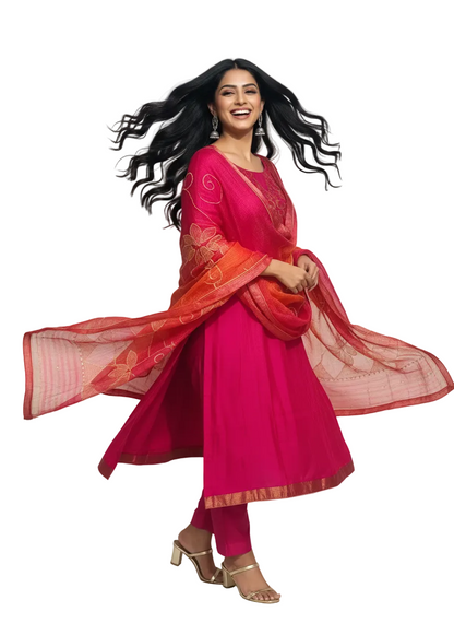 Semi Stitched Formal Chanderi Suitset