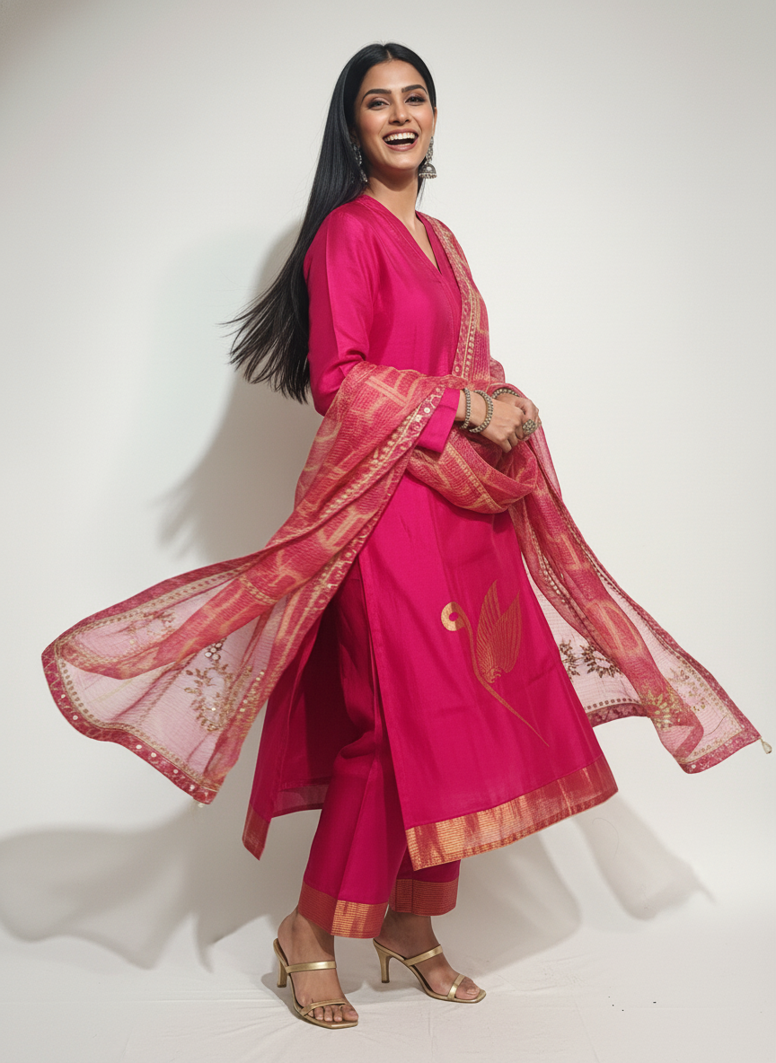 Semi Stitched Formal Chanderi Suitset