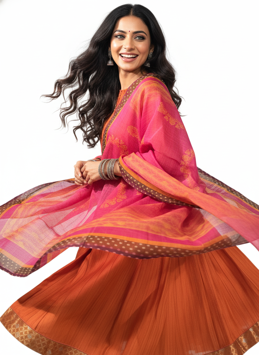 Semi Stitched Chanderi Casual Suitset