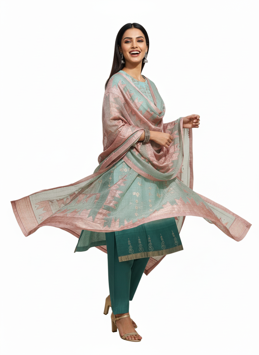 Semi Stitched Formal Chanderi Suitset