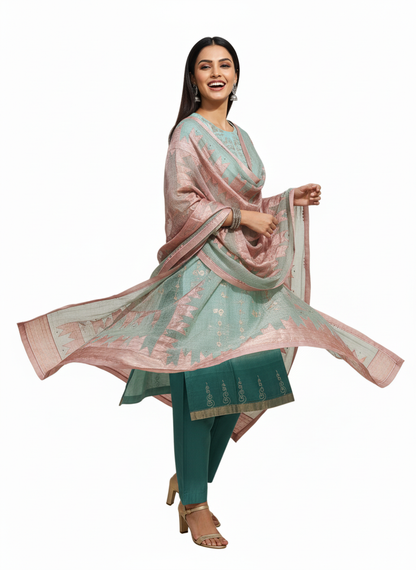 Semi Stitched Formal Chanderi Suitset