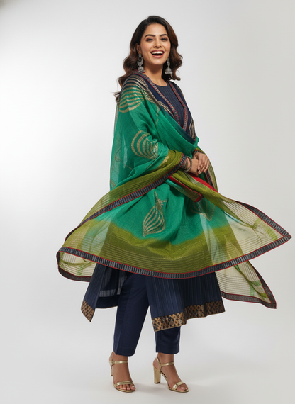 Semi Stitched Formal chanderi Suitset