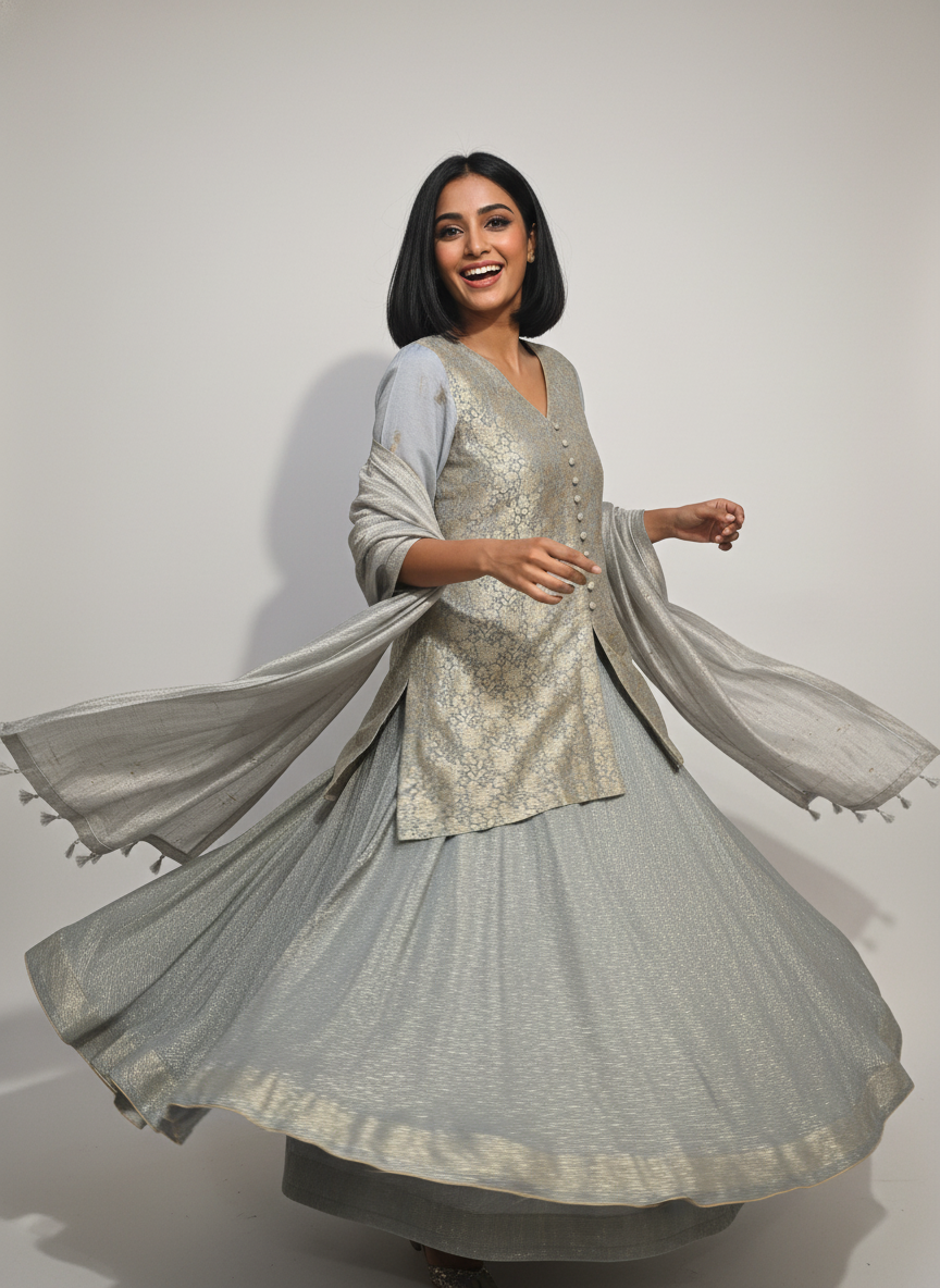 Formal chanderi Zari Woven Skirtset