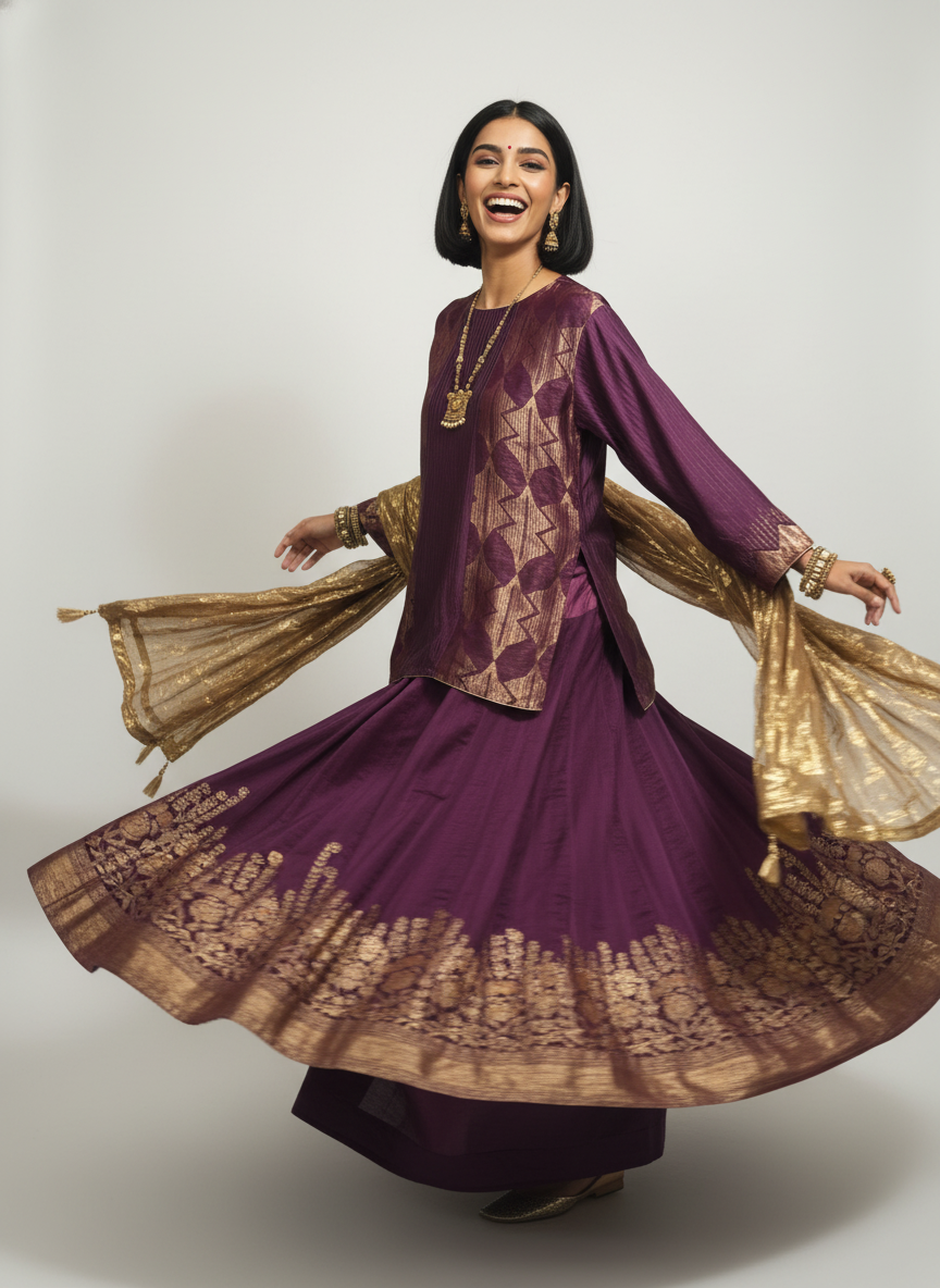 Formal chanderi Zari Woven Skirtset