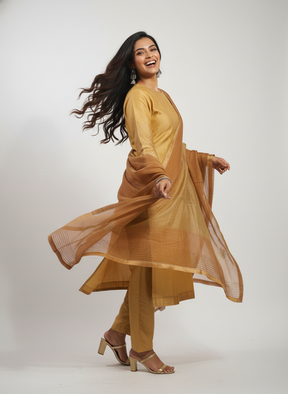 Semi Stitched Formal Chanderi Suitset