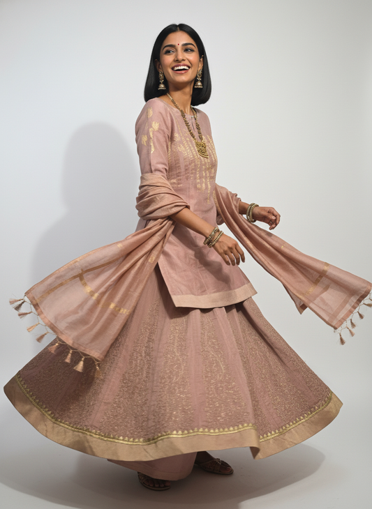 Formal chanderi Zari Woven Skirtset