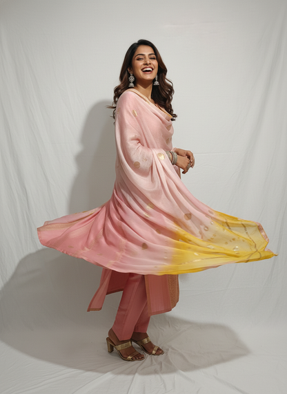 Semi Stitched Formal chanderi Suitset