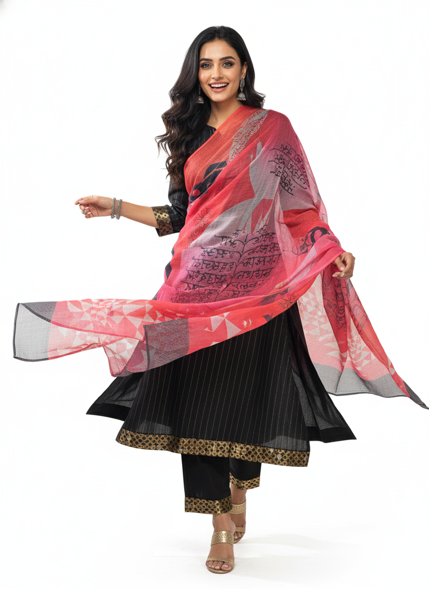 Semi Stitched Chanderi Casual Suitset
