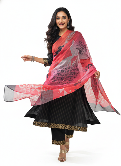 Semi Stitched Chanderi Casual Suitset