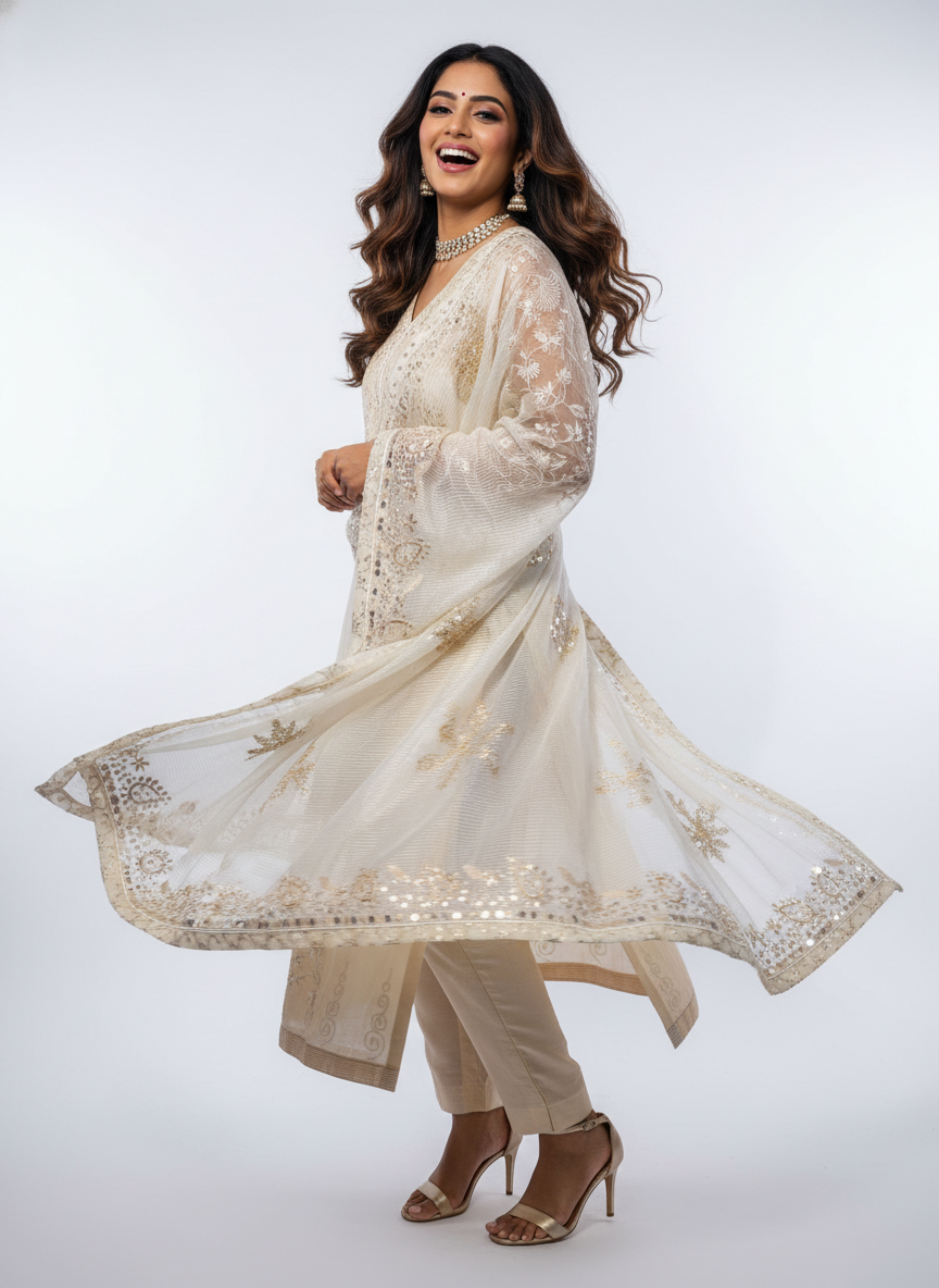 Semi Stitched Formal chanderi Suitset