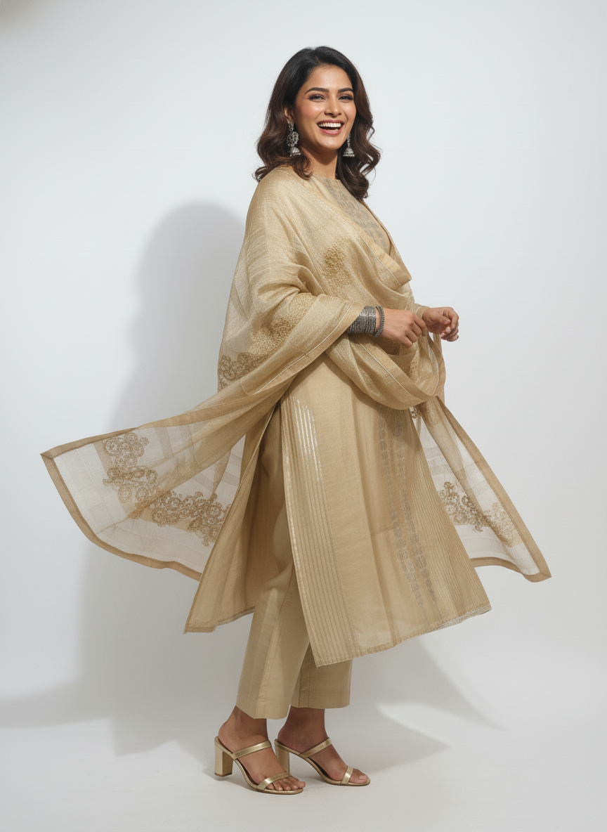 Semi Stitched Formal Chanderi Suitset
