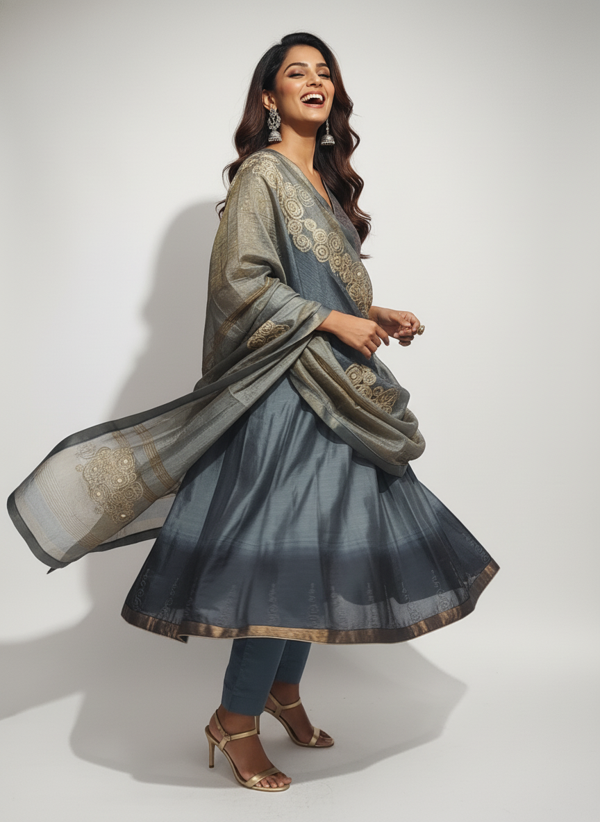 Semi Stitched Formal Chanderi Suitset