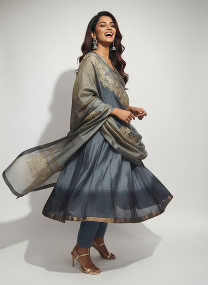 Semi Stitched Formal Chanderi Suitset