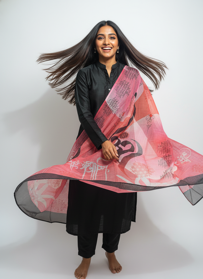 Printed silk linen Dupatta