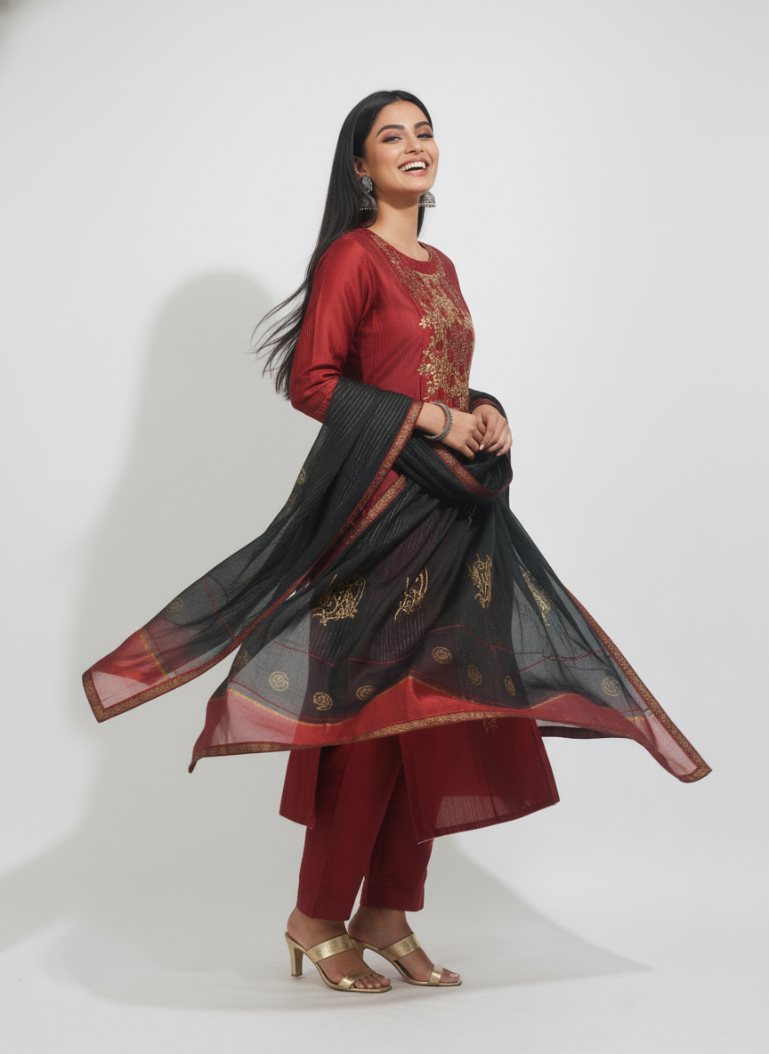 Semi Stitched Formal Chanderi Suitset