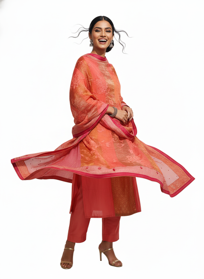 Semi Stitched Formal Chanderi Suitset
