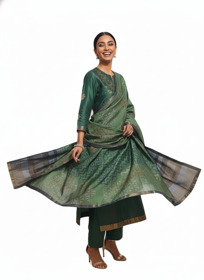 Semi Stitched Formal Chanderi Suitset