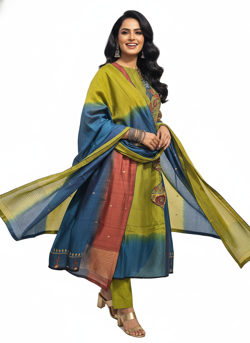 Semi Stitched Formal chanderi Suitset