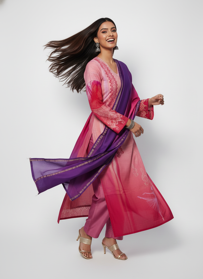 Semi Stitched Cotton Suitset