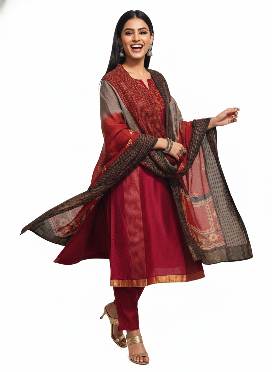 Semi Stitched Formal Chanderi Suitset