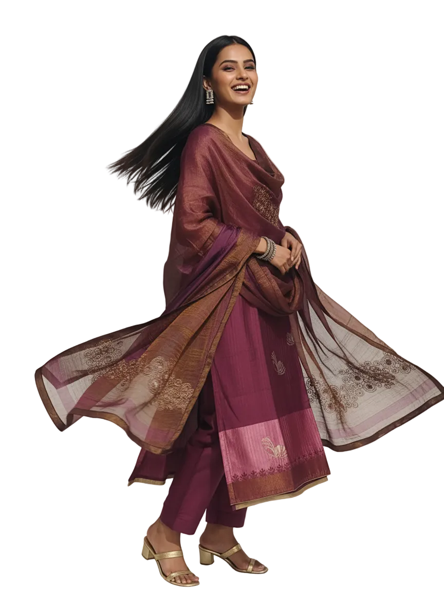 Semi Stitched Formal Chanderi Suitset