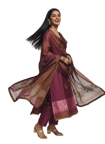 Semi Stitched Formal Chanderi Suitset