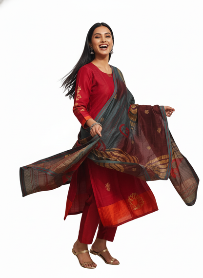 Semi Stitched Formal Chanderi Suitset