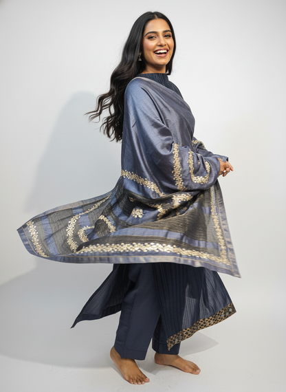 Formal silk gota embroidery Dupatta