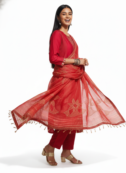 Semi Stitched Formal Chanderi Suitset