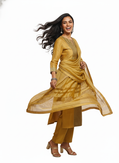 Semi Stitched Formal Chanderi Suitset