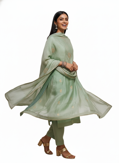 Semi Stitched Formal Chanderi Suitset