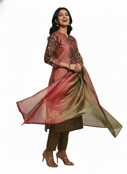 Semi Stitched Formal Chanderi Suitset