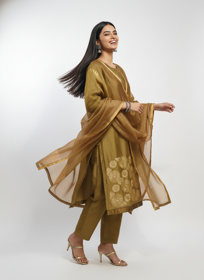 Semi Stitched Formal Chanderi Suitset