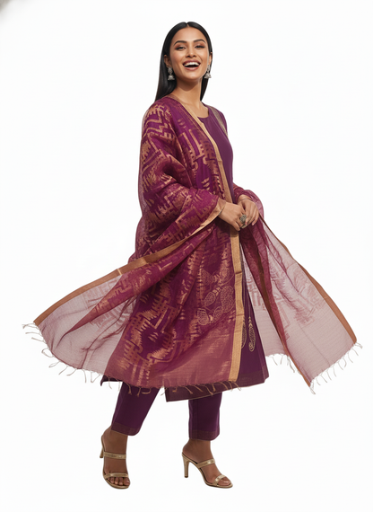 Semi Stitched Formal Chanderi Suitset
