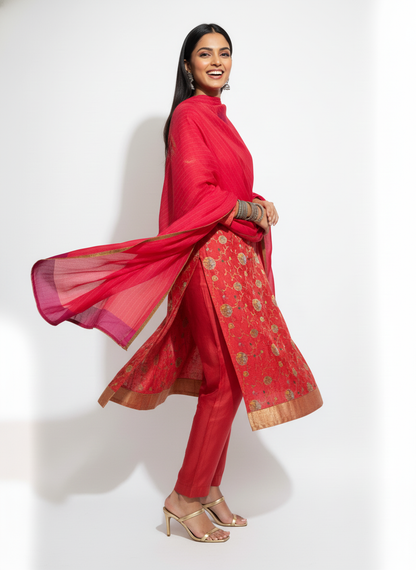 Semi Stitched Formal Chanderi Suitset