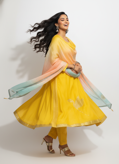 Semi Stitched Formal chanderi Suitset