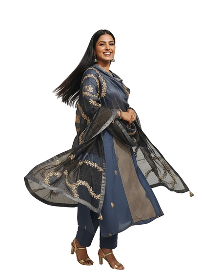 Semi Stitched Formal chanderi Suitset