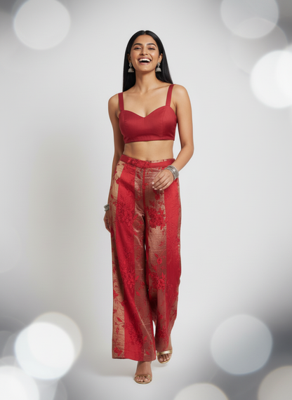 Formal chanderi Embroidered Palazzo pant