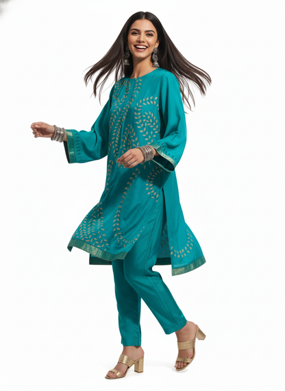 Semi Stitched silk cutwork applique Short Tunic