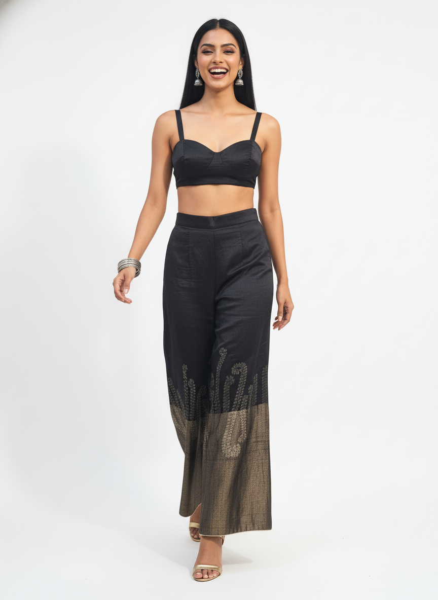 Formal Chanderi Zari embroidered Palazzo pant