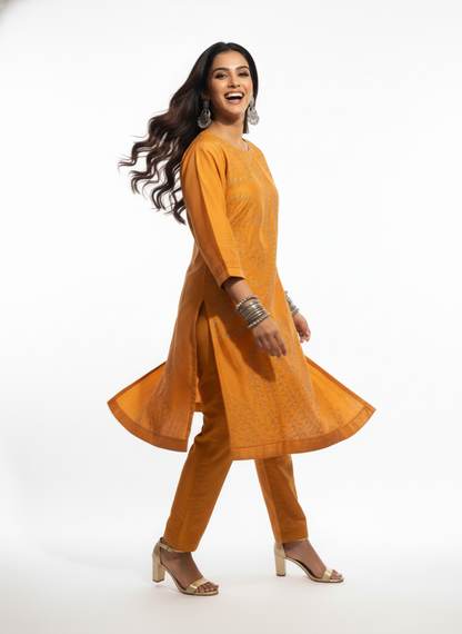 Semi Stitched silk cutwork applique Short Tunic