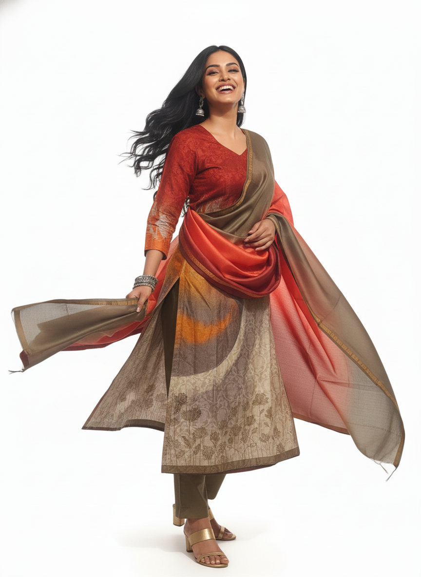 Semi Stitched Chanderi Casual Suitset