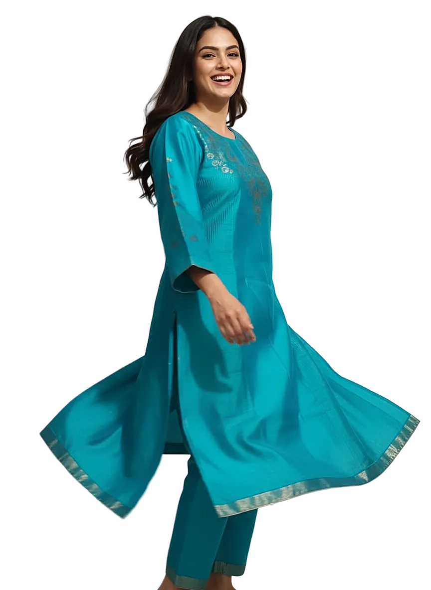 Semi Stitched Formal chanderi Kurta
