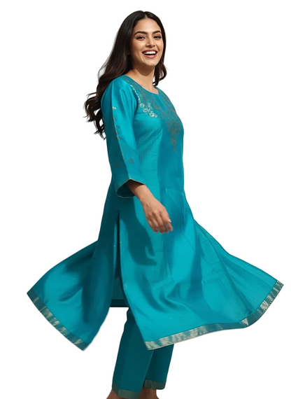 Semi Stitched Formal chanderi Kurta