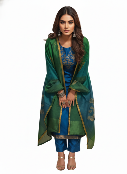 Semi Stitched Formal chanderi Suitset