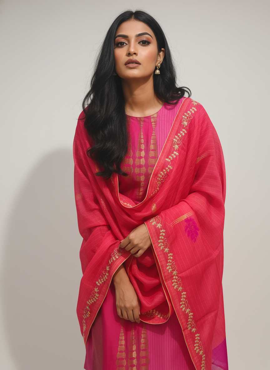 Semi Stitched Formal Chanderi Suitset