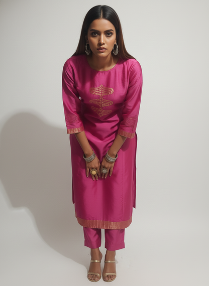 Semi Stitched Formal chanderi Kurta