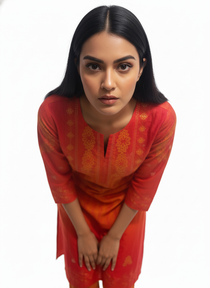 Semi Stitched Cotton Satin Kurta