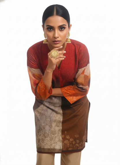 Semi Stitched Chanderi Kurta